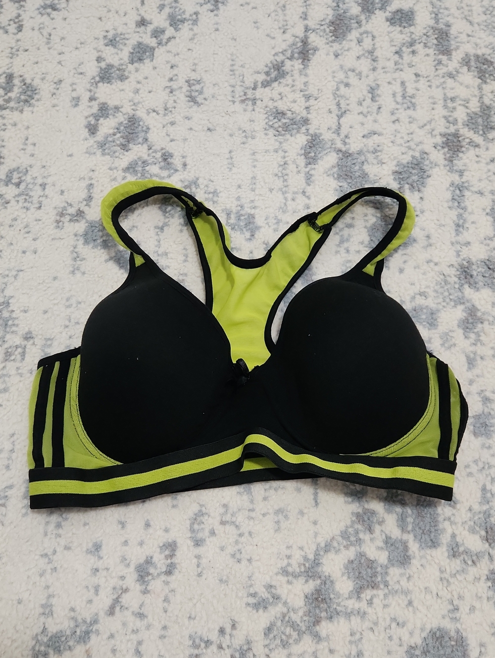 High-Impact Black and Lime Racerback Cup Bra